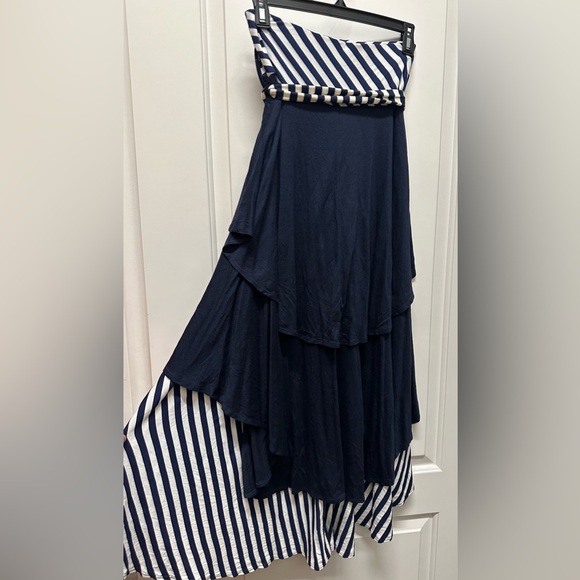 NWOT Joseph Walker Navy Striped Nautical Maxi Skirt Dress Size Small - Picture 3 of 5